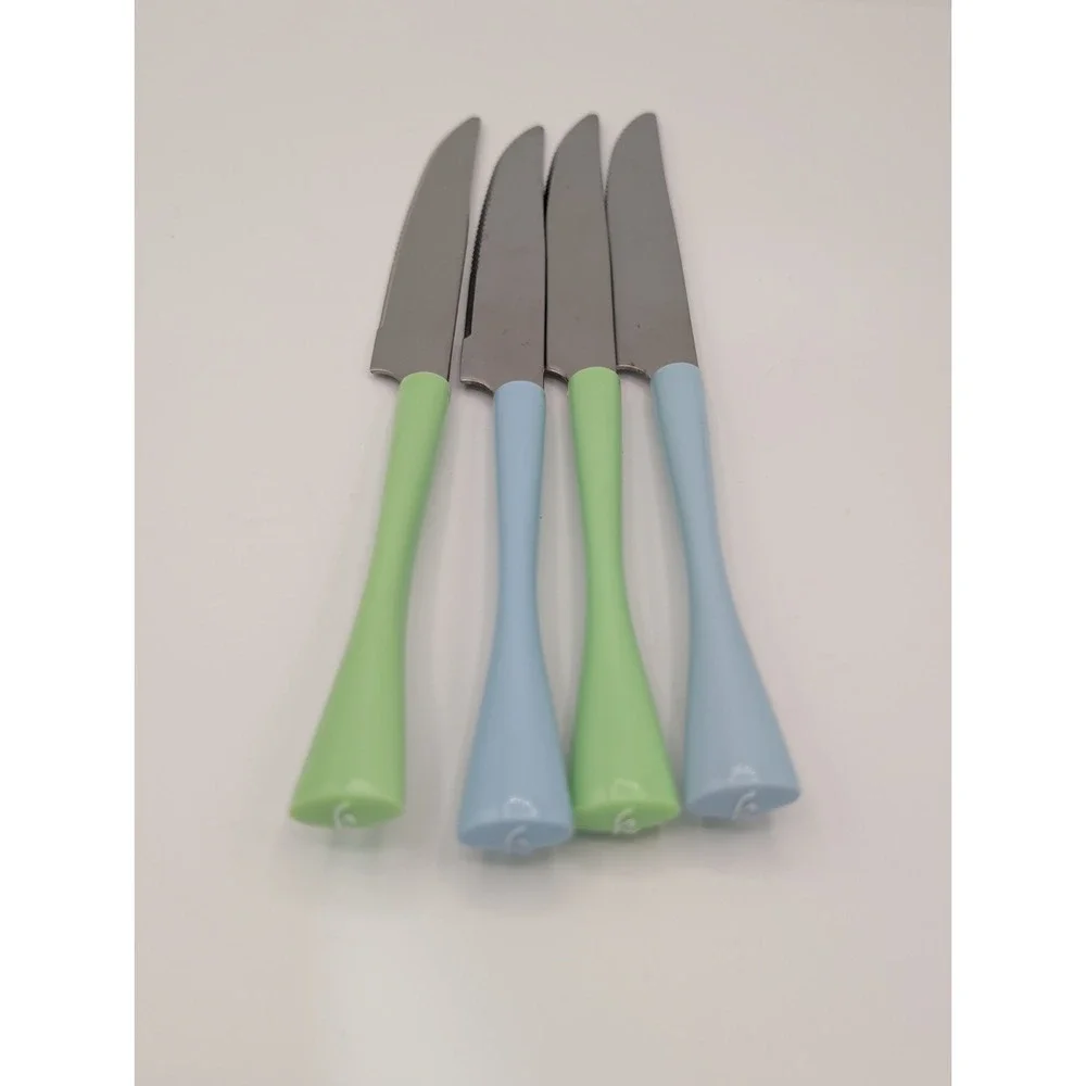 12pc Stainless Steel Flatware Set Mint Green Sky Blue Forks Knives Spoons